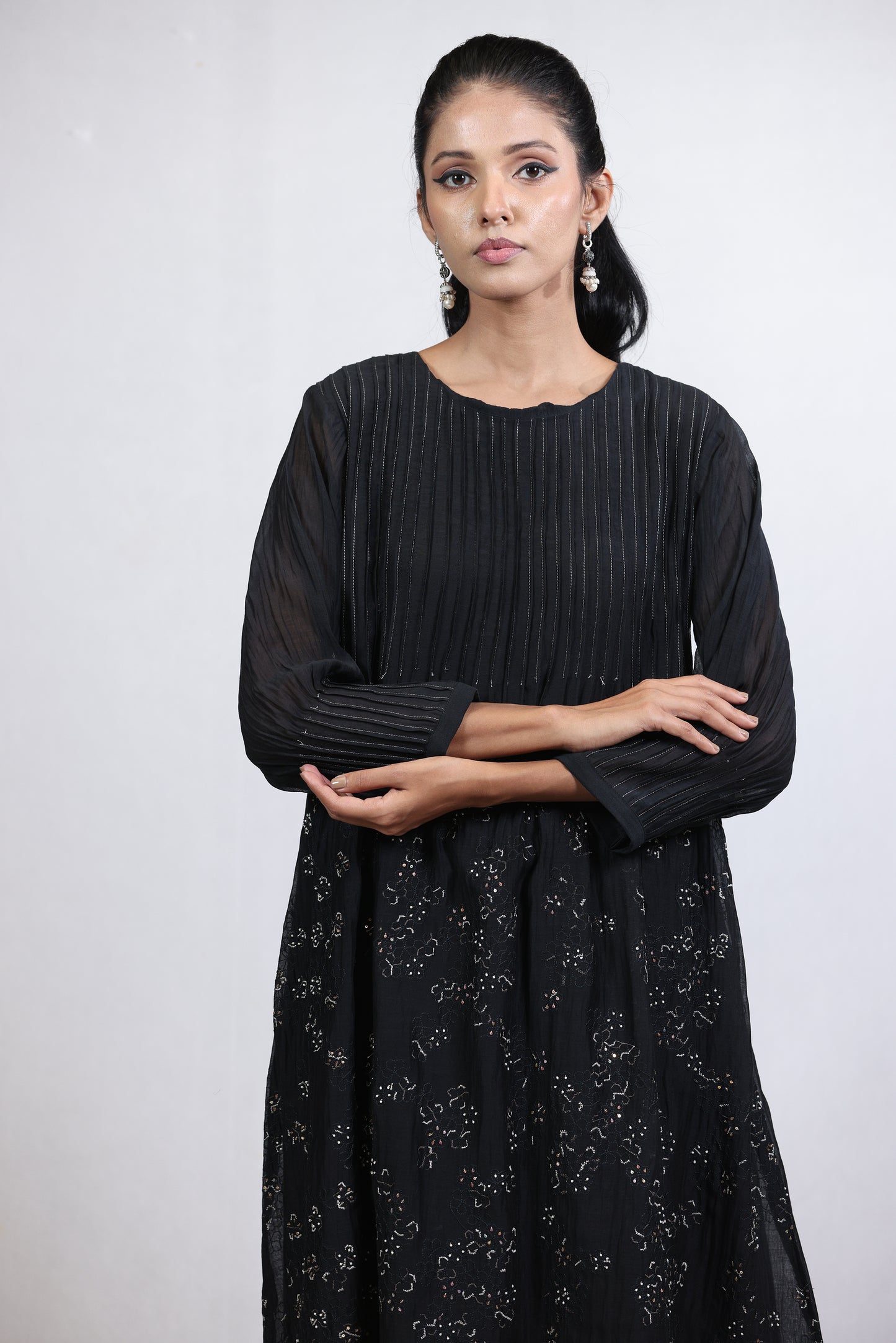 Hexagon Kurta Pant Set - Black