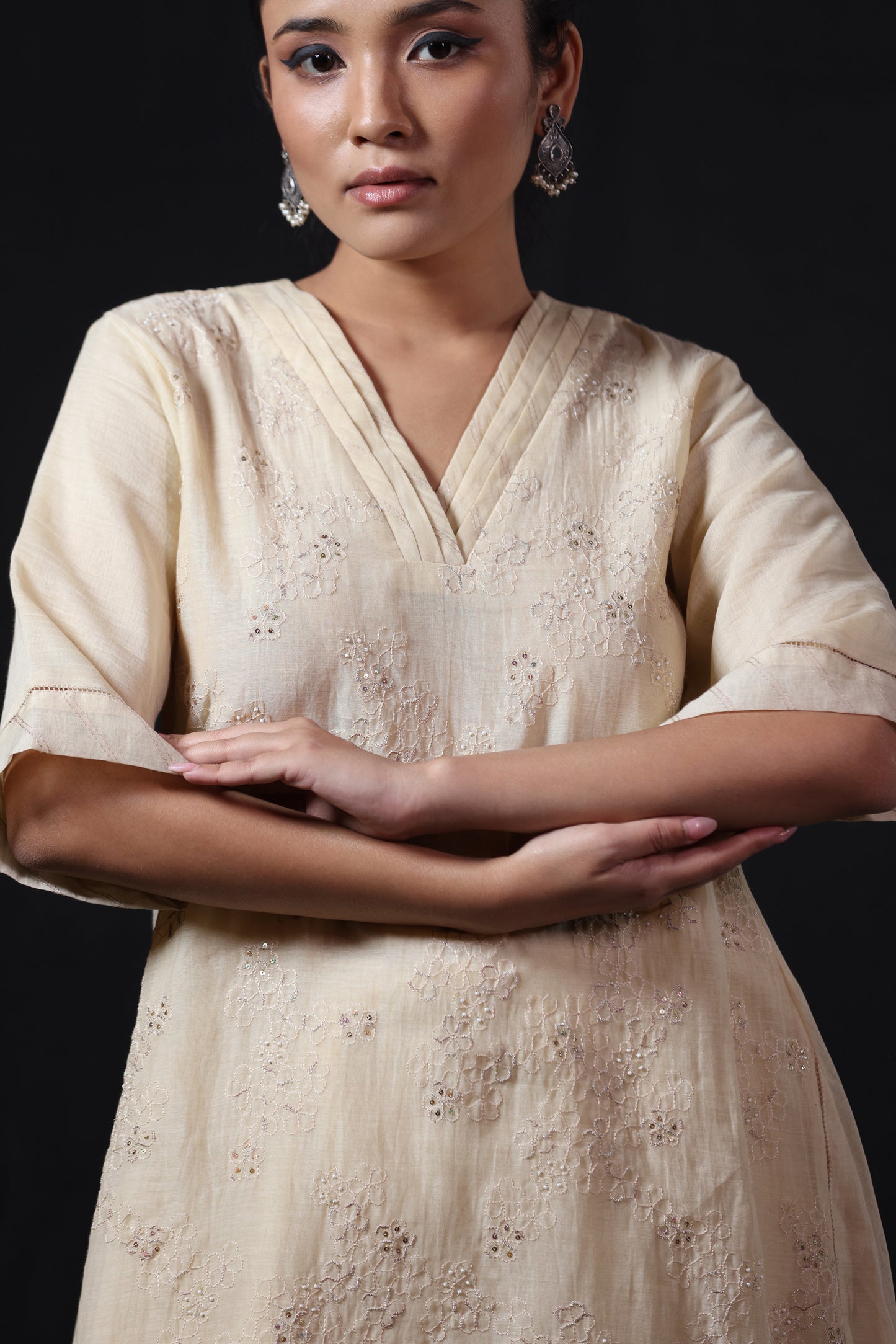 Hexagon Kurta Pant Set - Offwhite