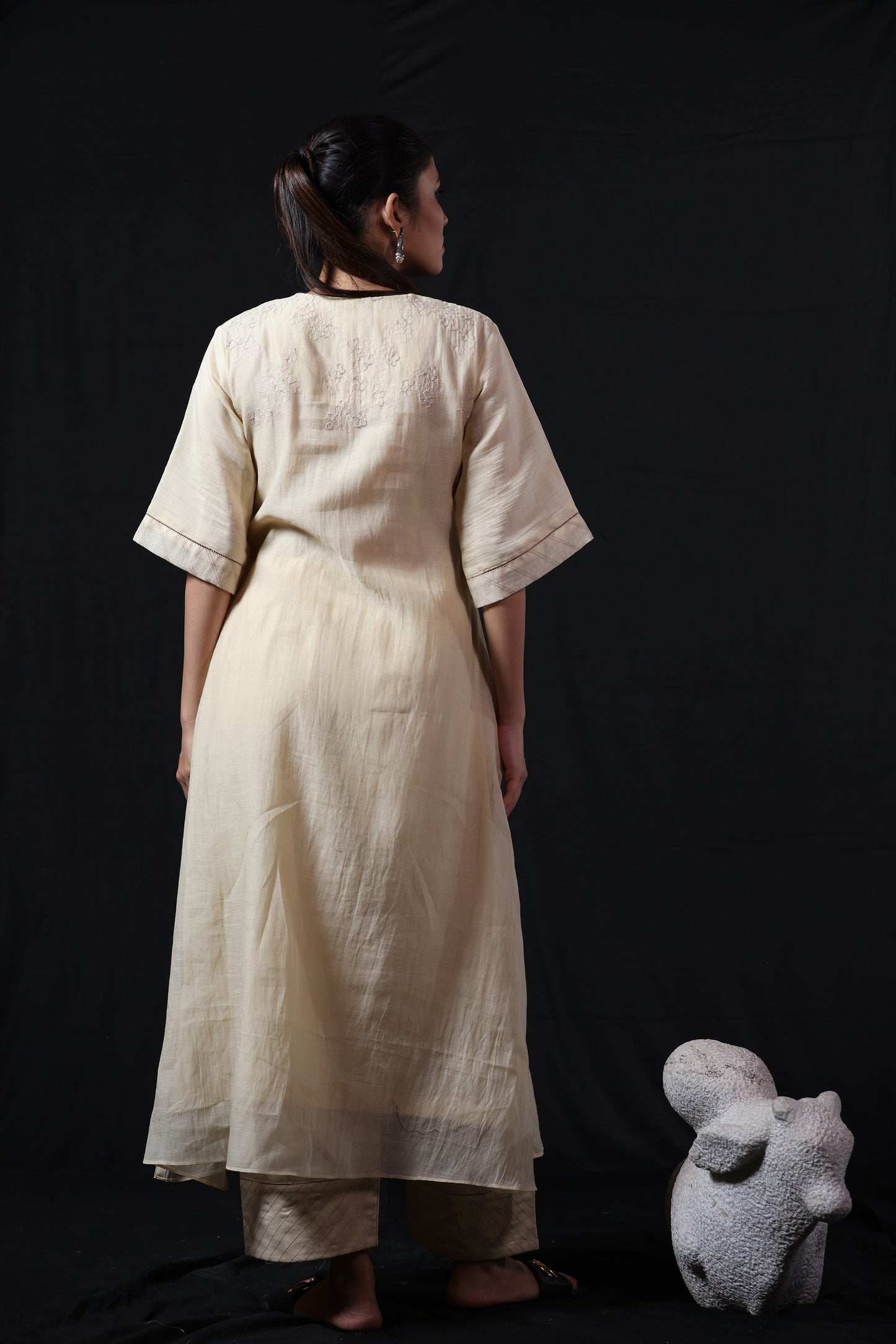 Hexagon Kurta Pant Set - Offwhite