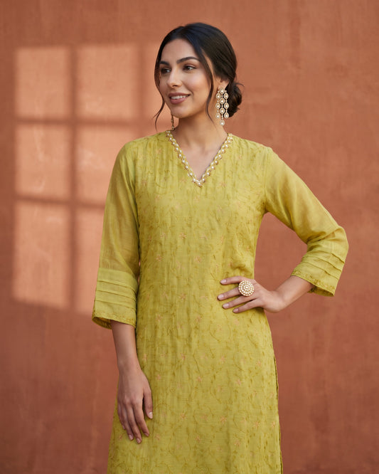 Tarang Jaal Suit Set- Lime