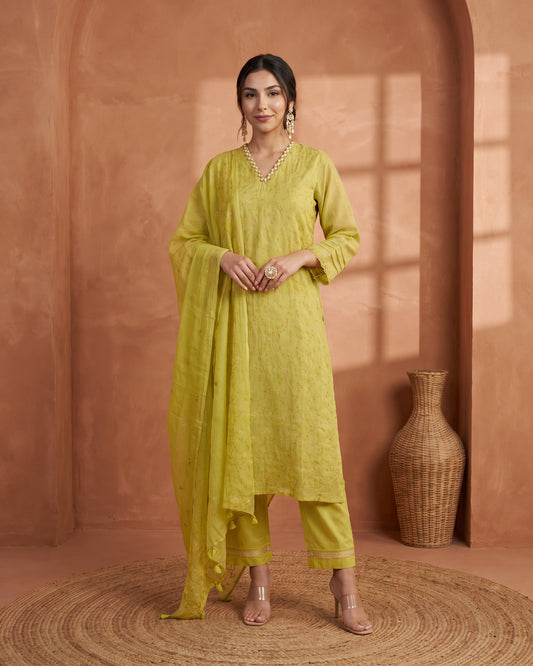 Tarang Jaal Suit Set- Lime
