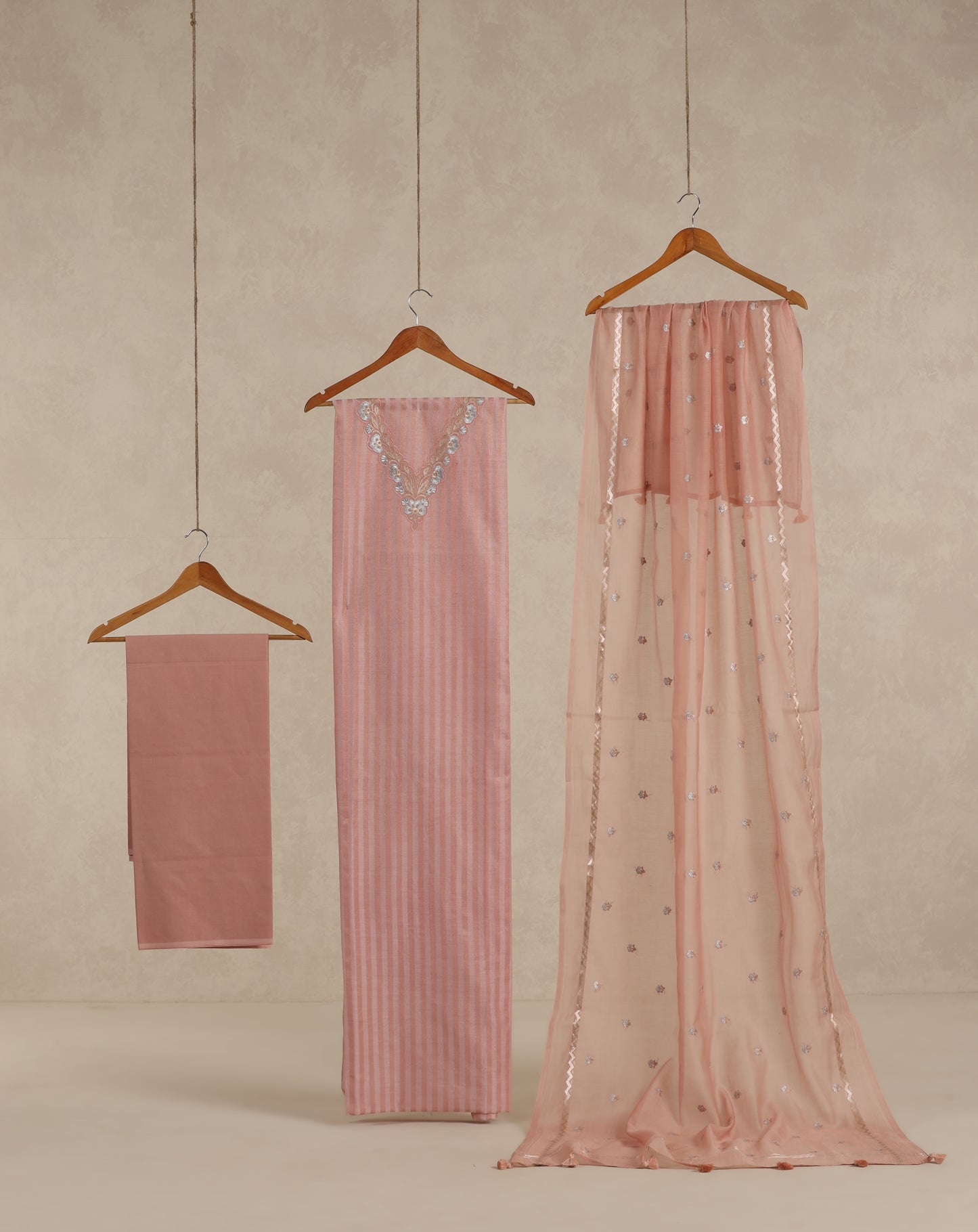 Pure Chanderi Embroidered Pink Suit Piece