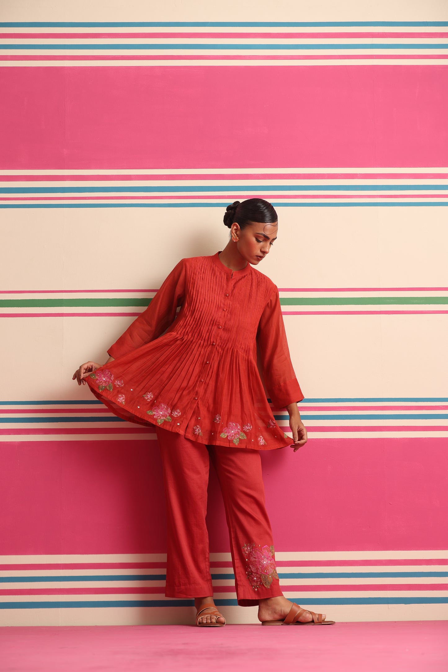 Blush Wood Cord Set - Red