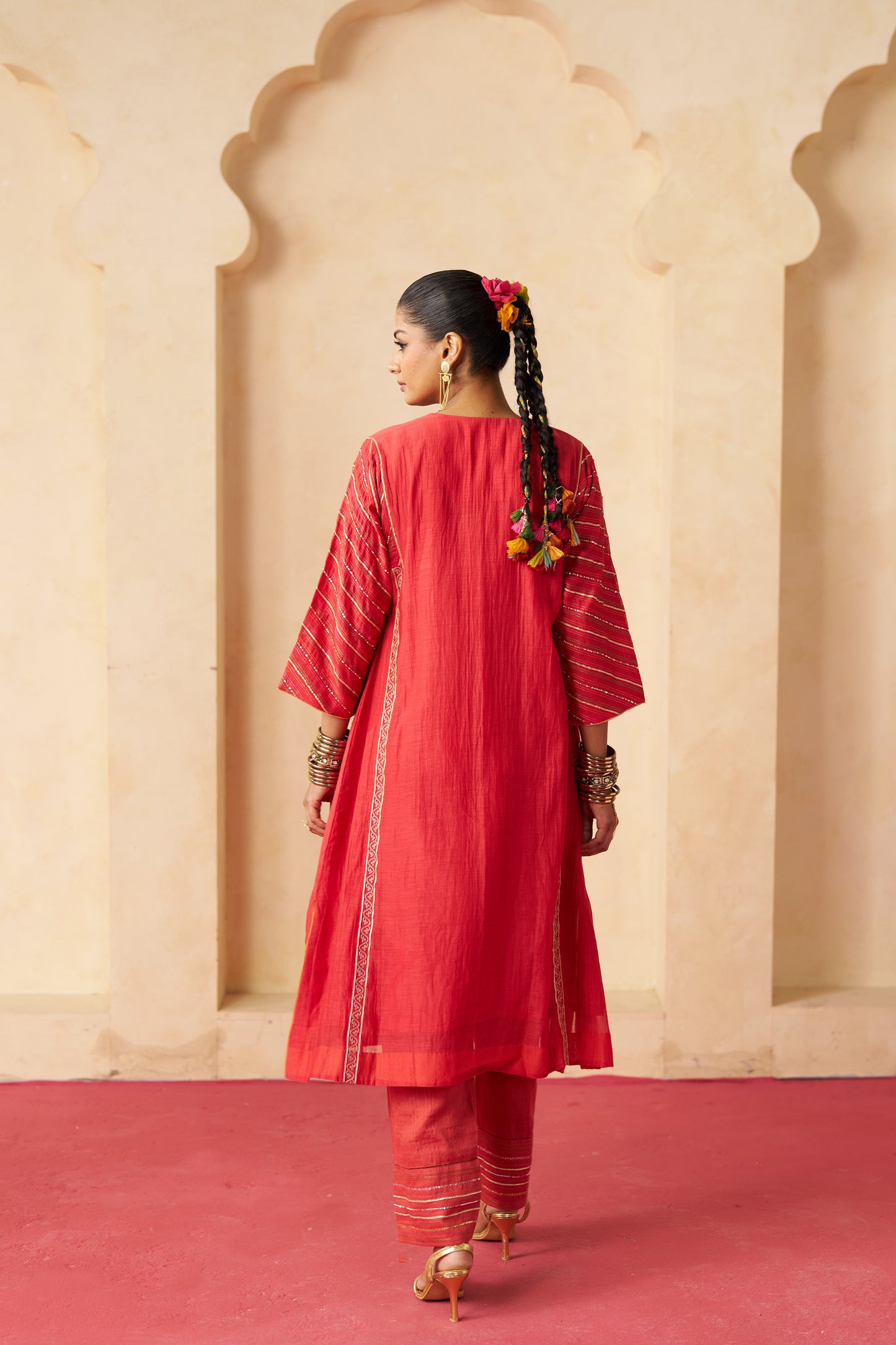 Anar Gota Suit Set- Red