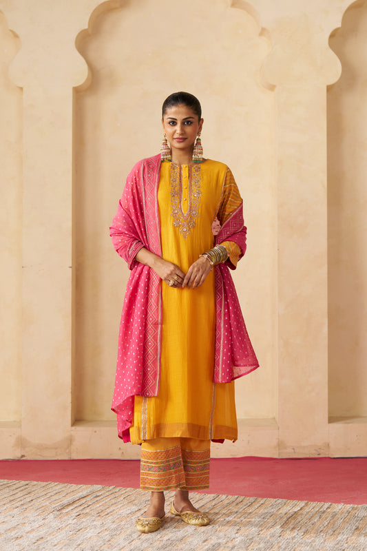 Phagun Gota Suit Set- Yellow