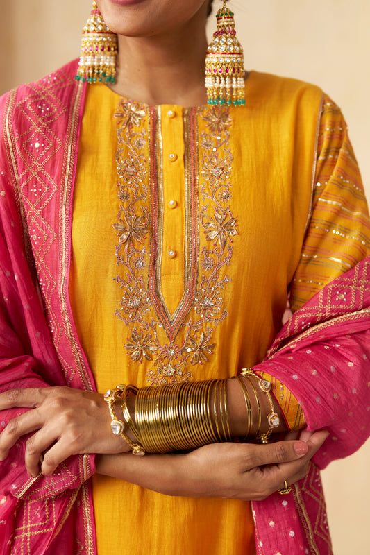 Phagun Gota Suit Set- Yellow
