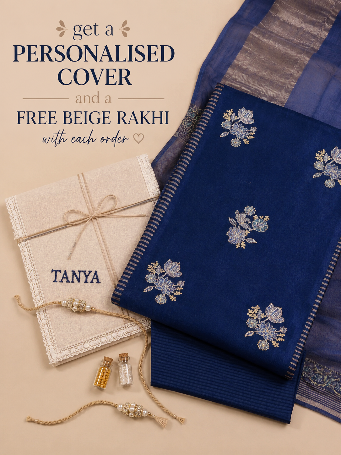 Pure Chanderi Blue Zari Stripes Suit Piece