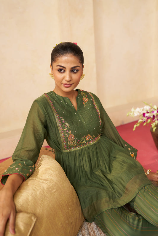 Harit Ang Cord Set- Green