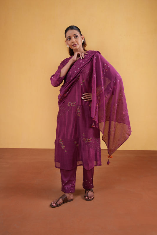 Gulnaar Suit Set- Purple