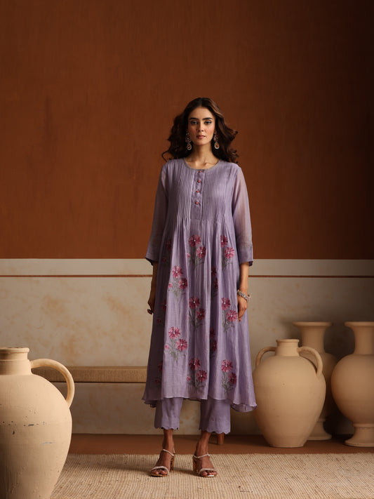 Periwinkle Kurta Pant Set - Purple