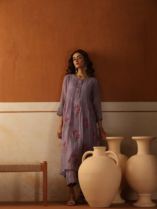 Periwinkle Kurta Pant Set - Purple