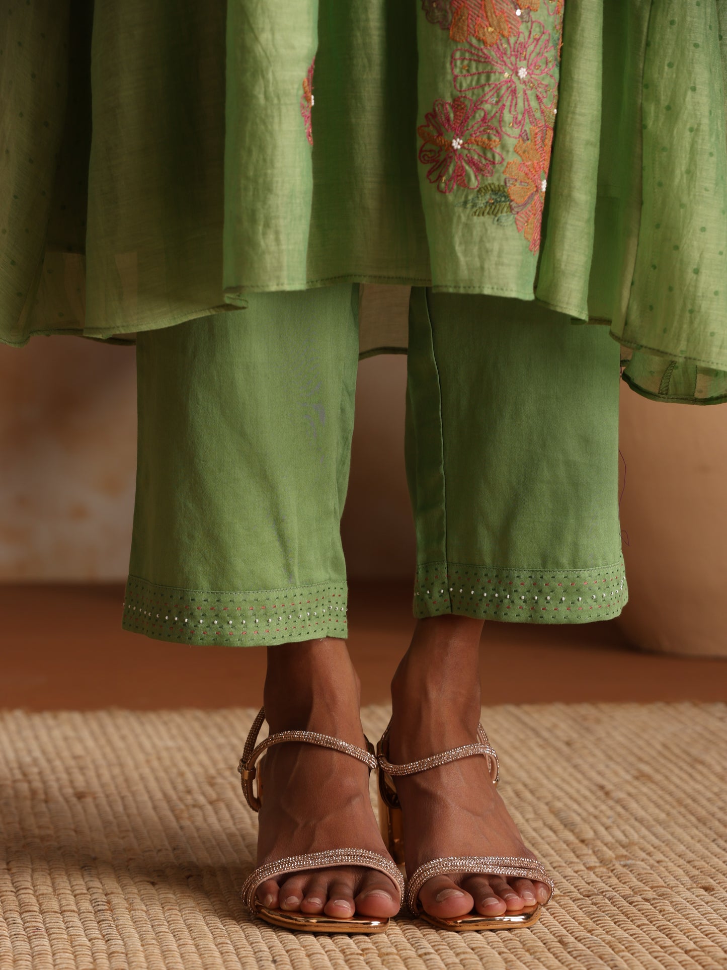 Carnation Kurta Pant Set - Green