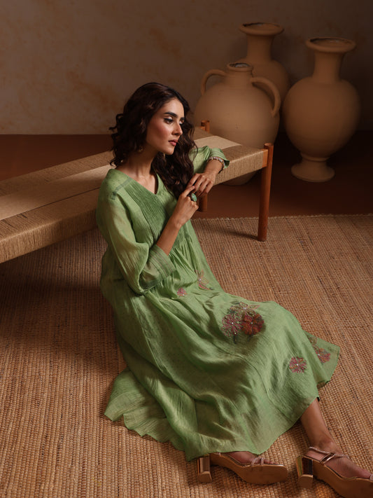 Carnation Kurta Pant Set - Green