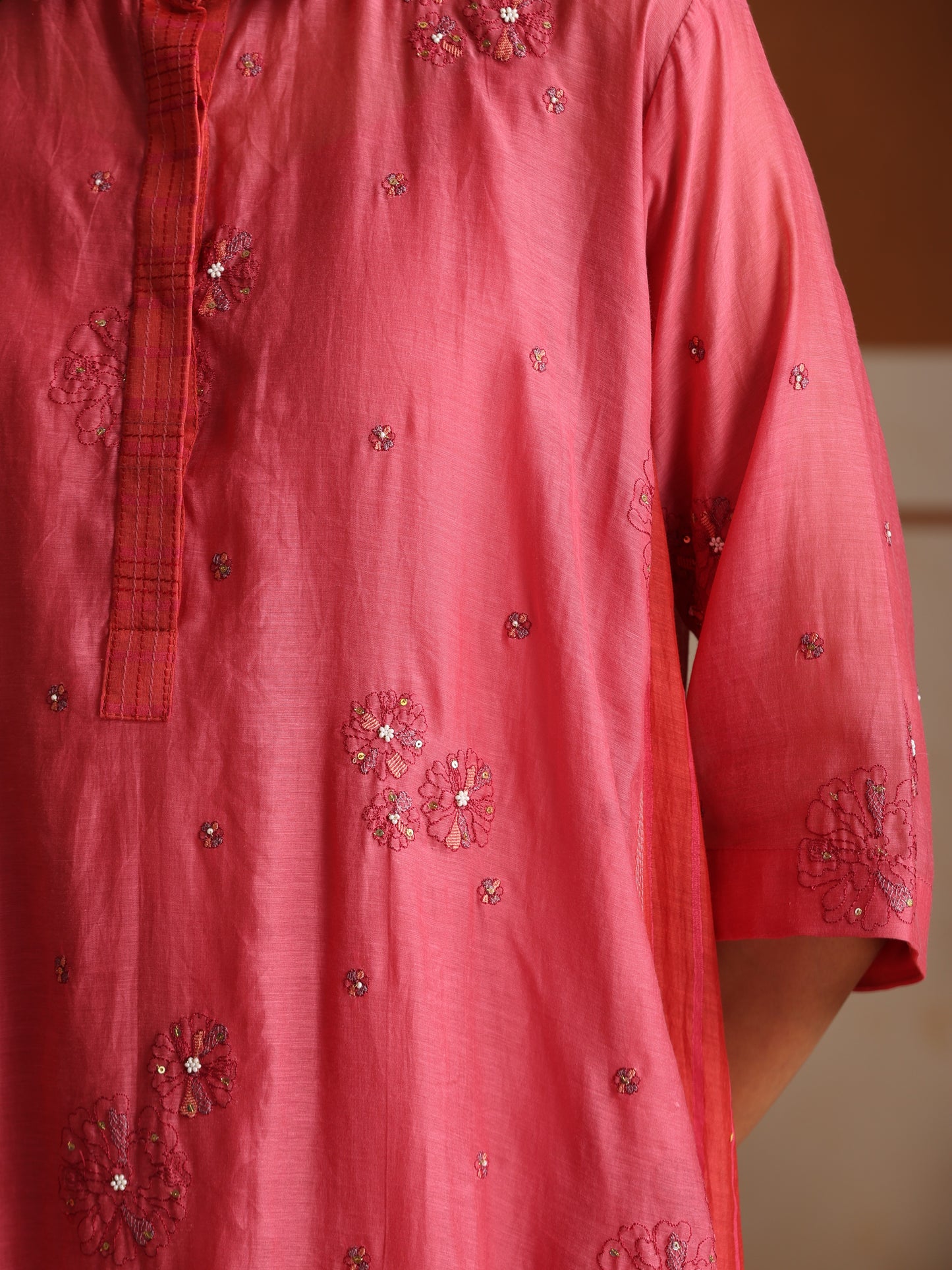 Hibiscus Kurta Pant - Pink