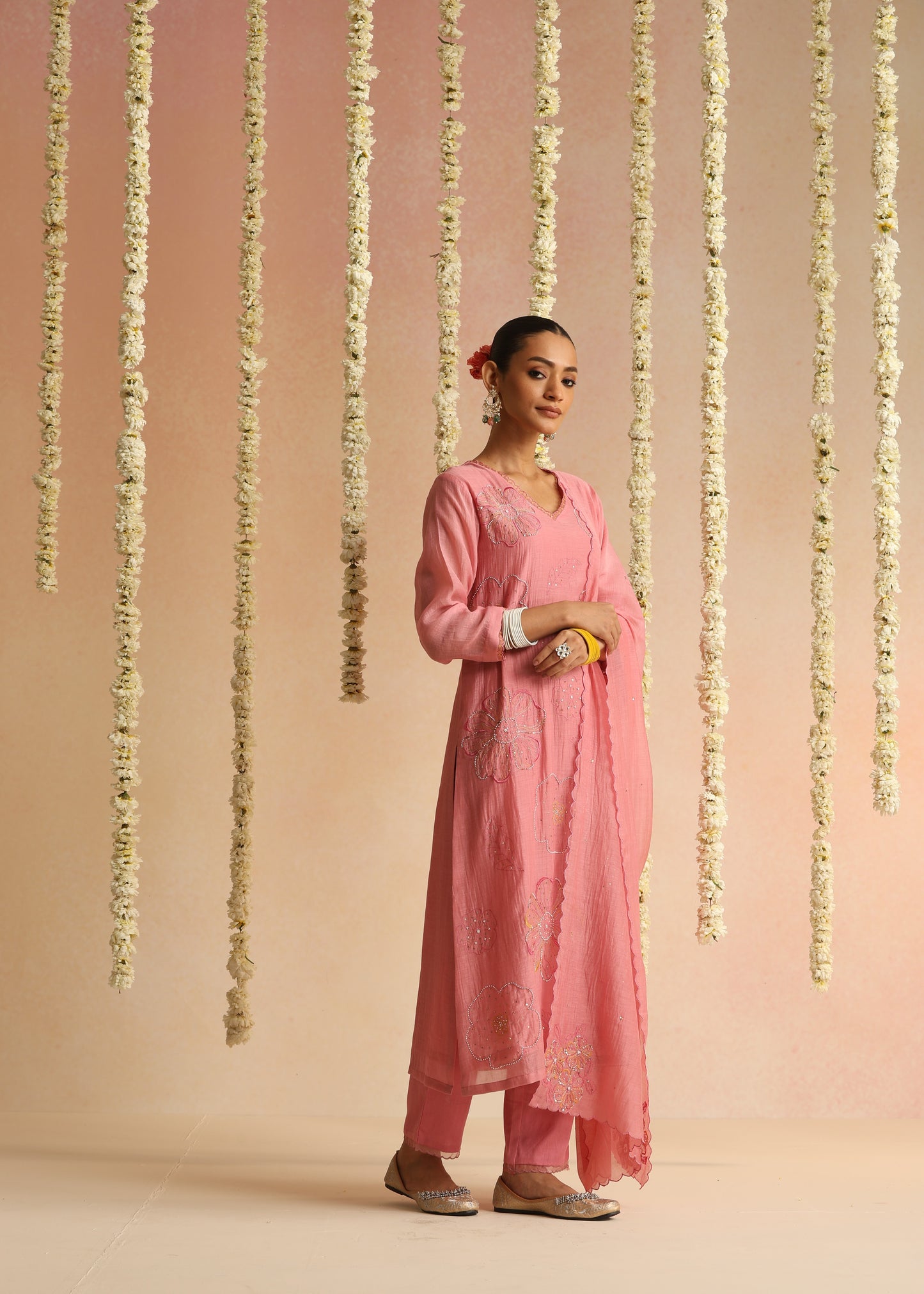 Jhilmil Suit Set - Rose Pink