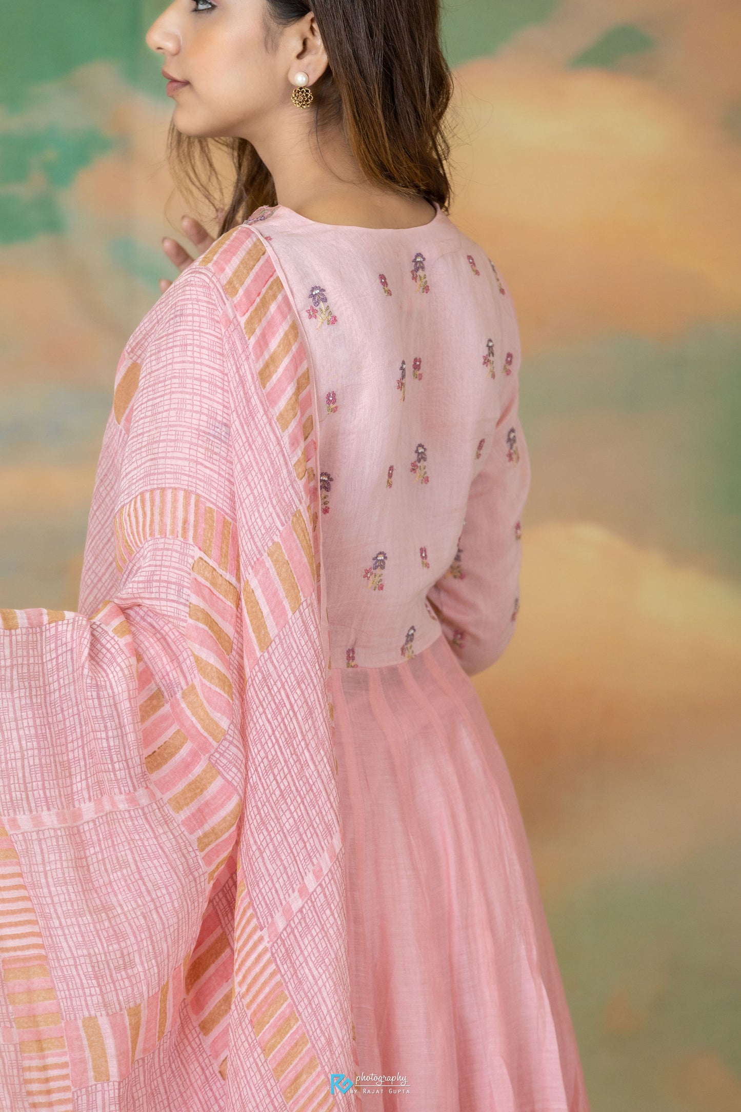 Freesia Ombre Anarkali Kurta Set - Pink