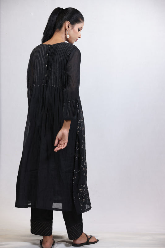 Hexagon Kurta Pant Set - Black