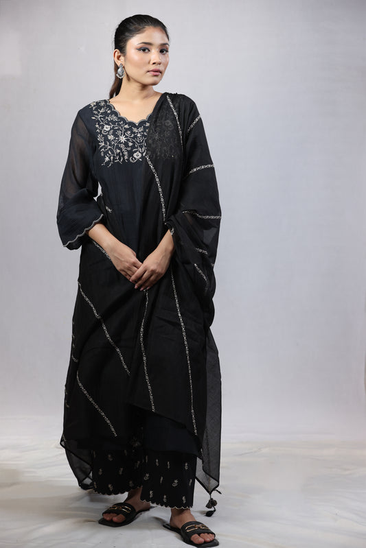 Leher Dupatta - Black