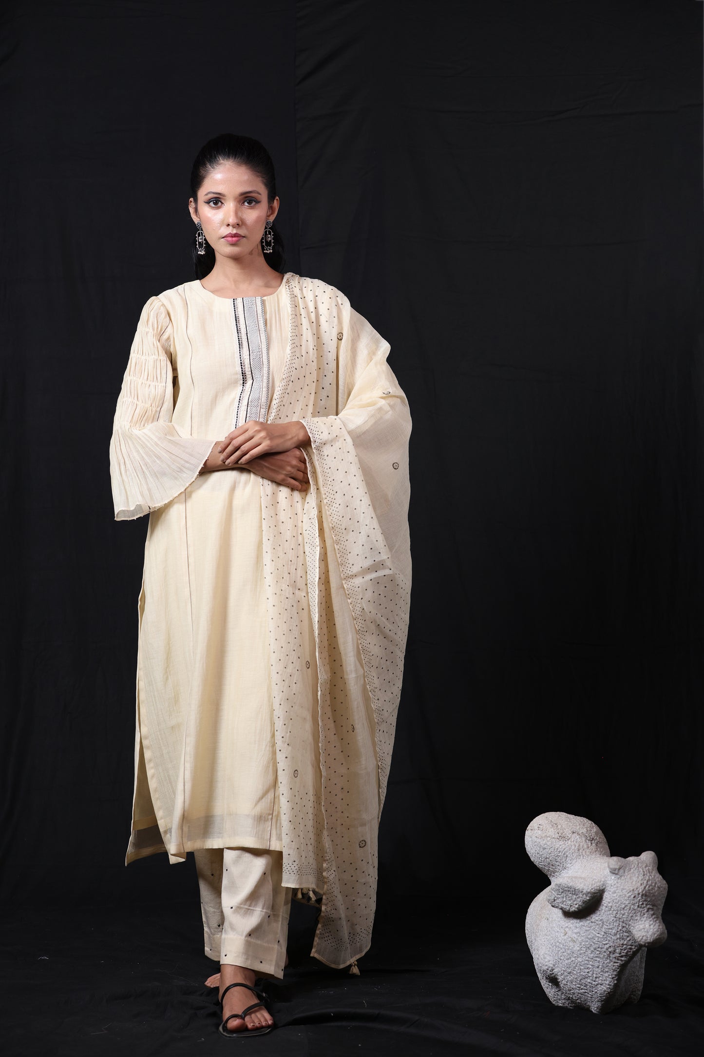 Dana Printed Dupatta - Off White