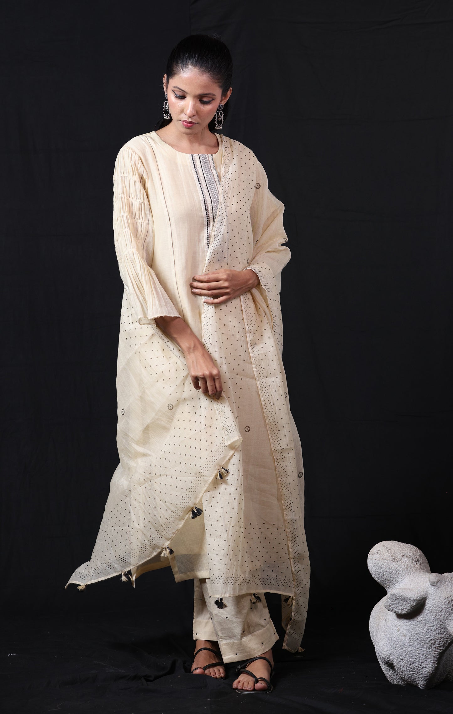 Dana Printed Dupatta - Off White