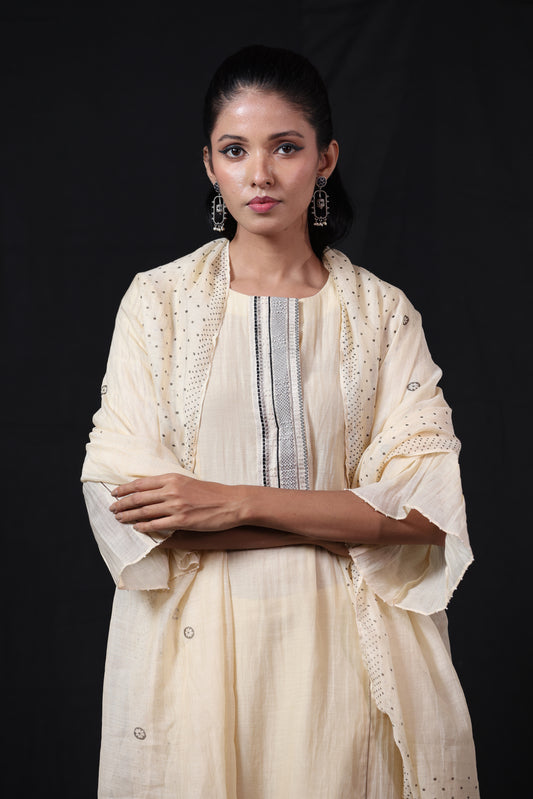 Dana Printed Dupatta - Off White