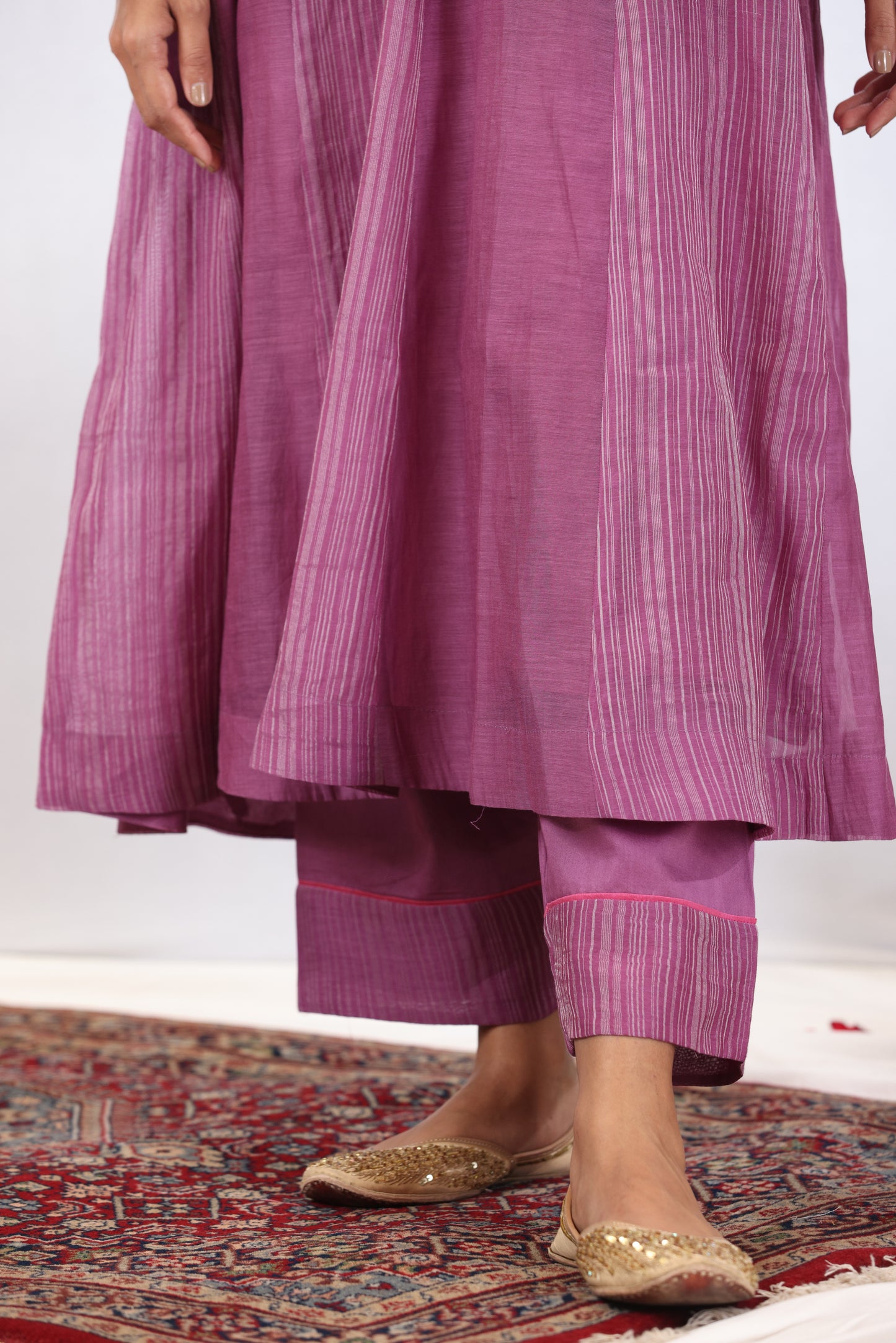 Falak Panelled Kurta Set - Purple