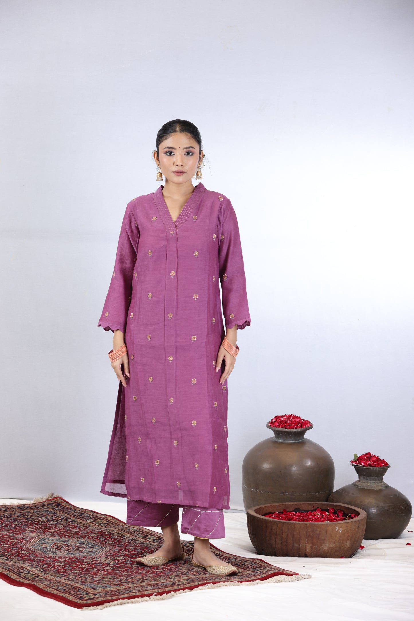 Utsav Buti Kurta Set - Purple