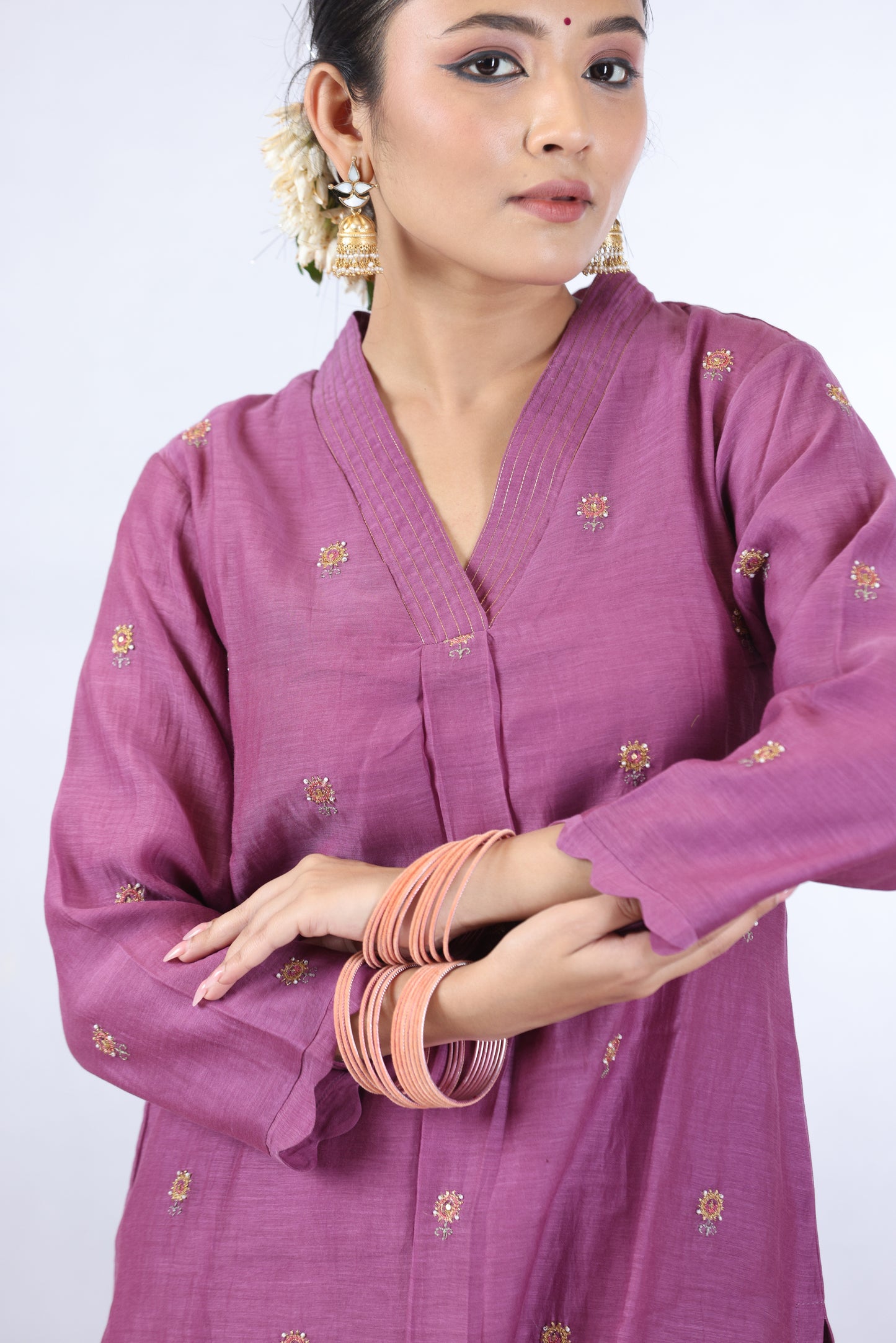 Utsav Buti Kurta Set - Purple