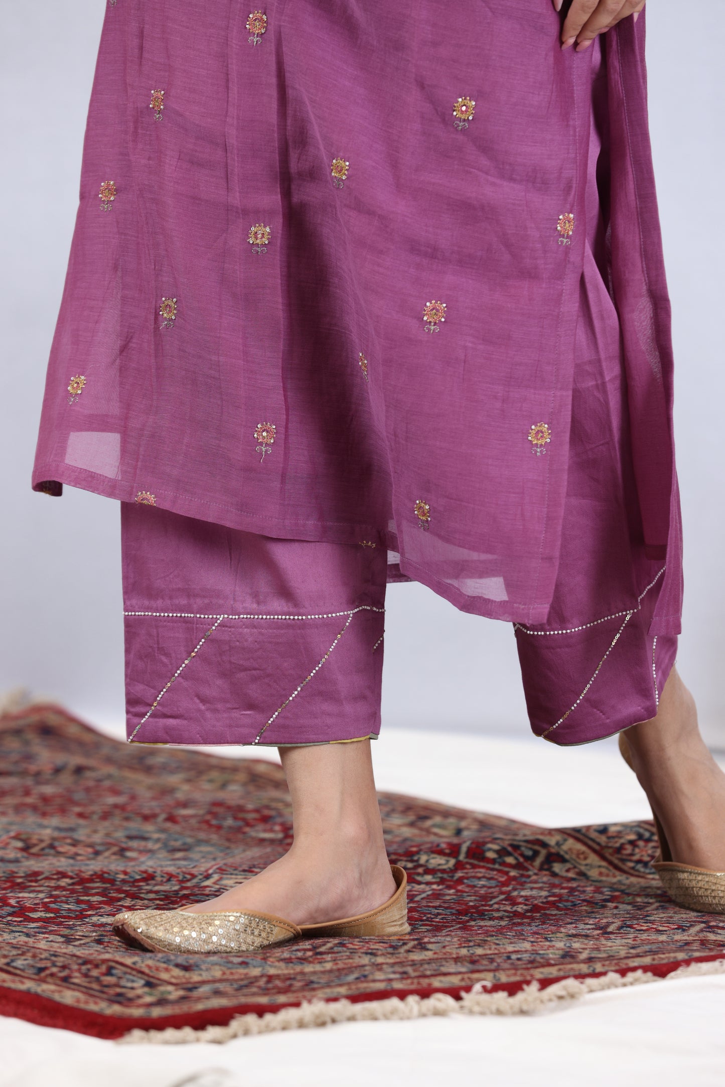 Utsav Buti Kurta Set - Purple