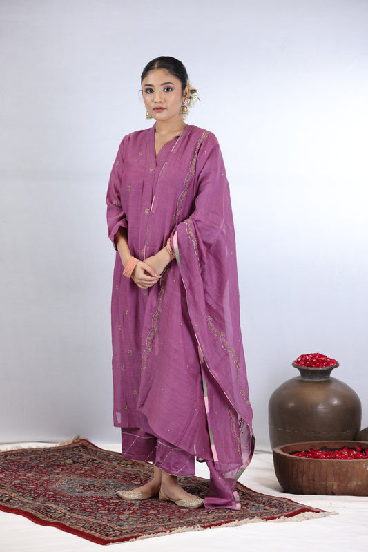 Utsav Buti Kurta Set - Purple