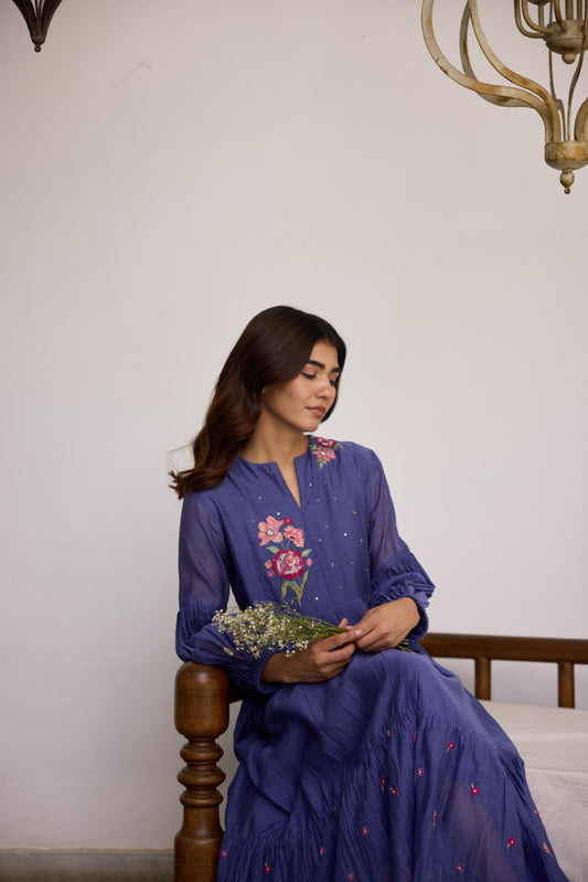 Blue Rosette Dress