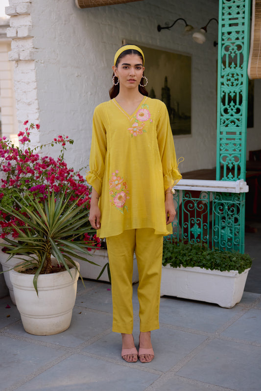 Sweet Rose Cord Set- Yellow