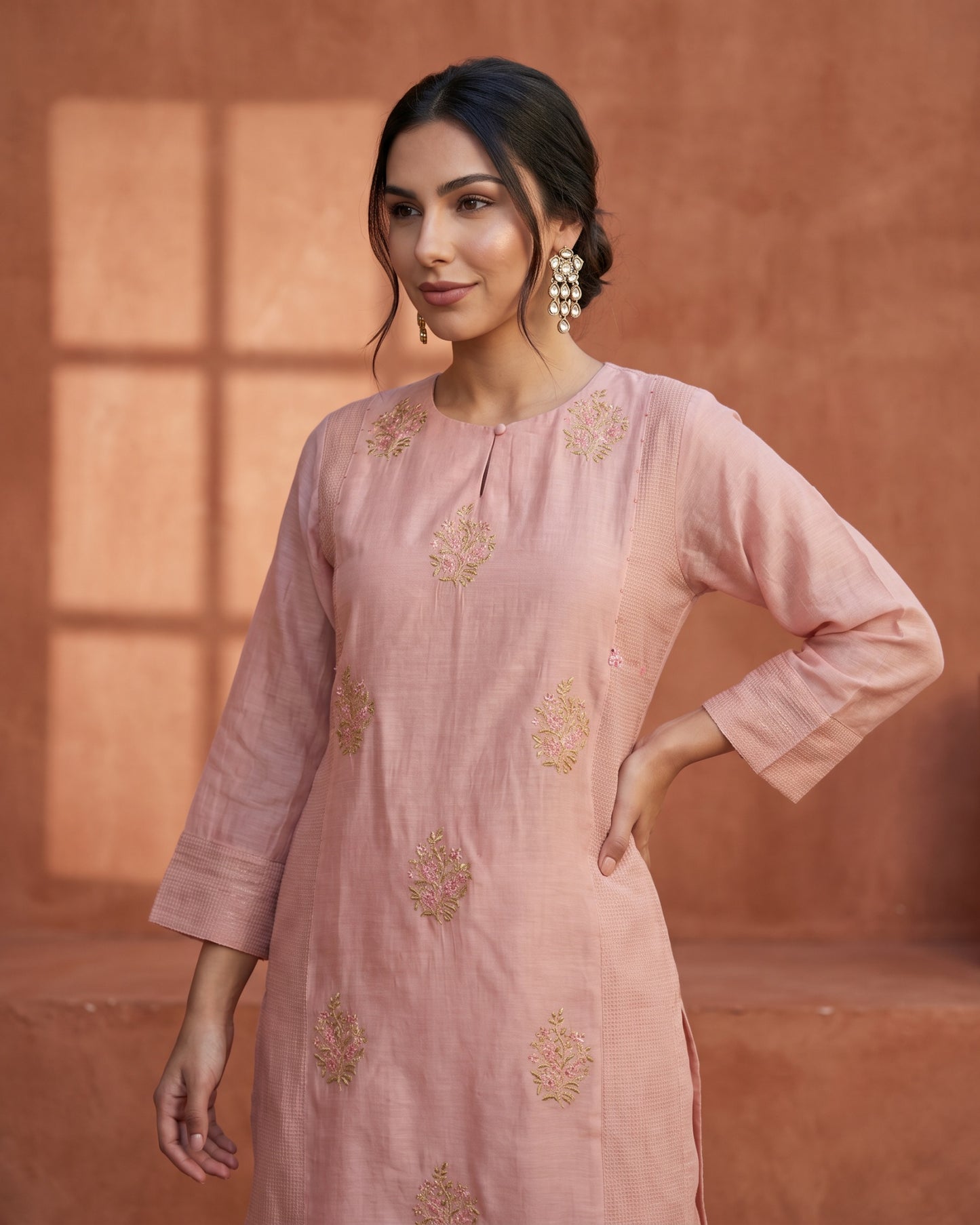 Yamini Phool Suit Set- Pink