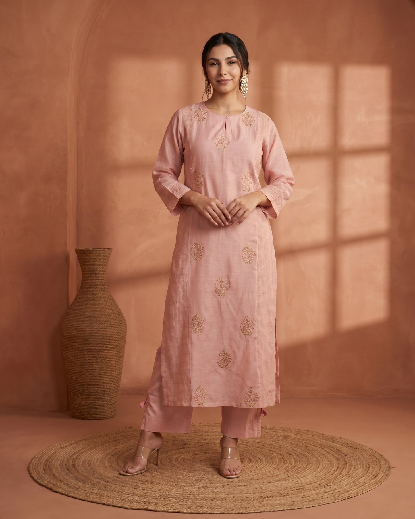 Yamini Phool Suit Set- Pink