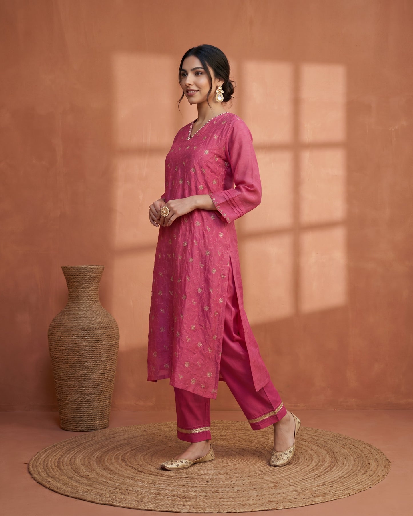 Tarang Jaal Suit Set- Pink