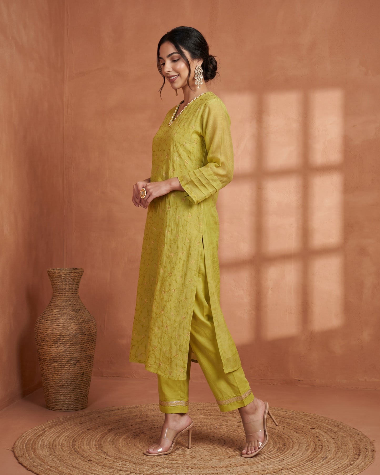 Tarang Jaal Suit Set- Lime