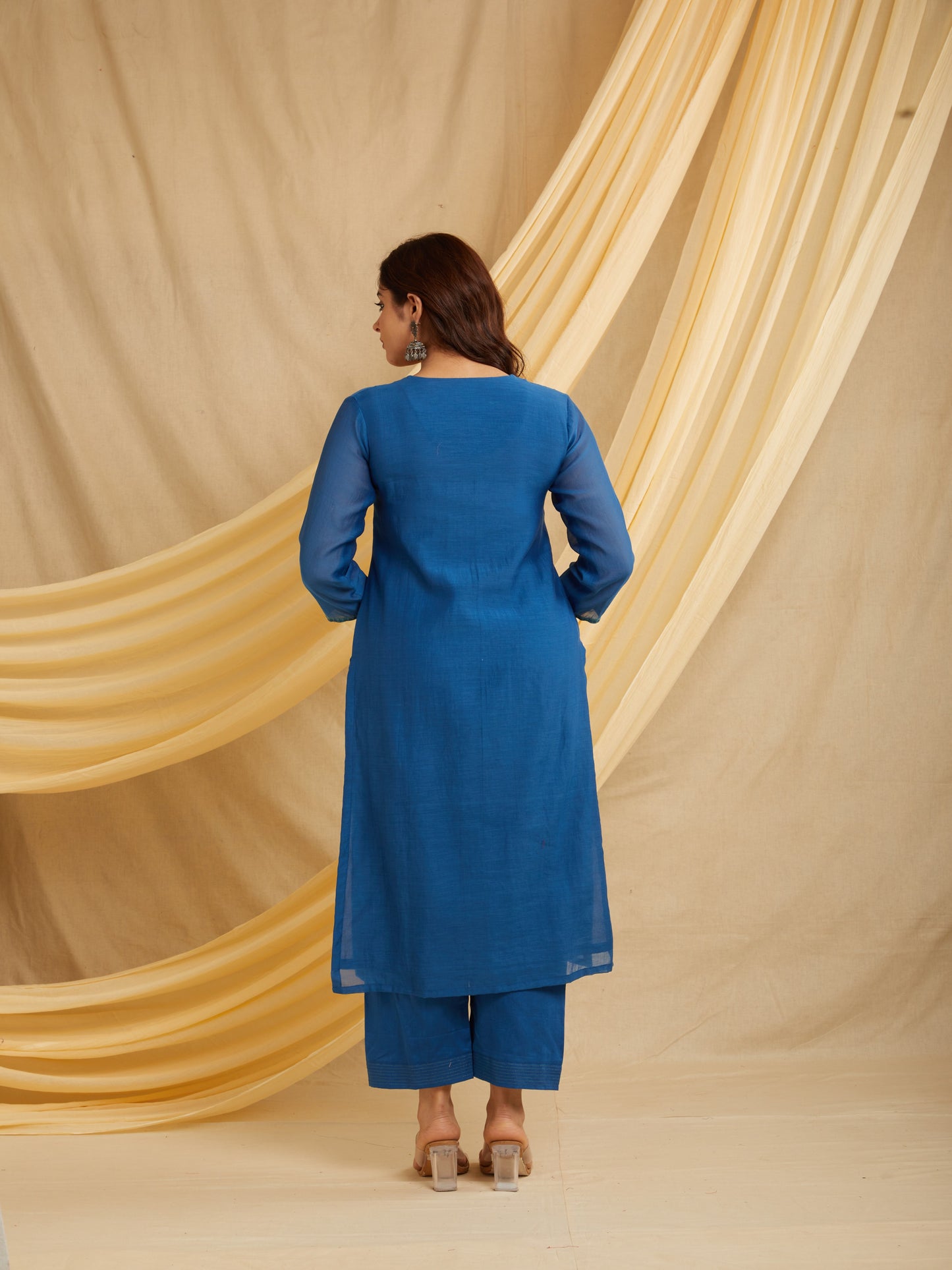 Line Yoke Kurta Set - Blue