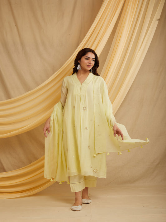 Sitara Kurta Set - Light Yellow