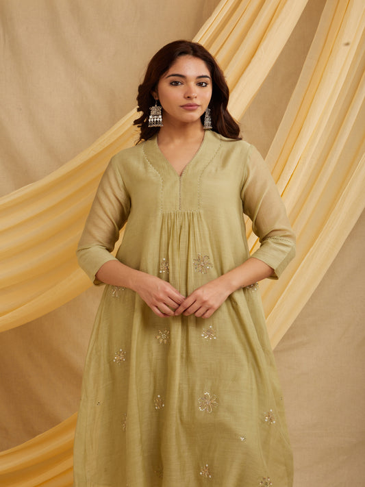 Sitara Kurta set - Light Pista