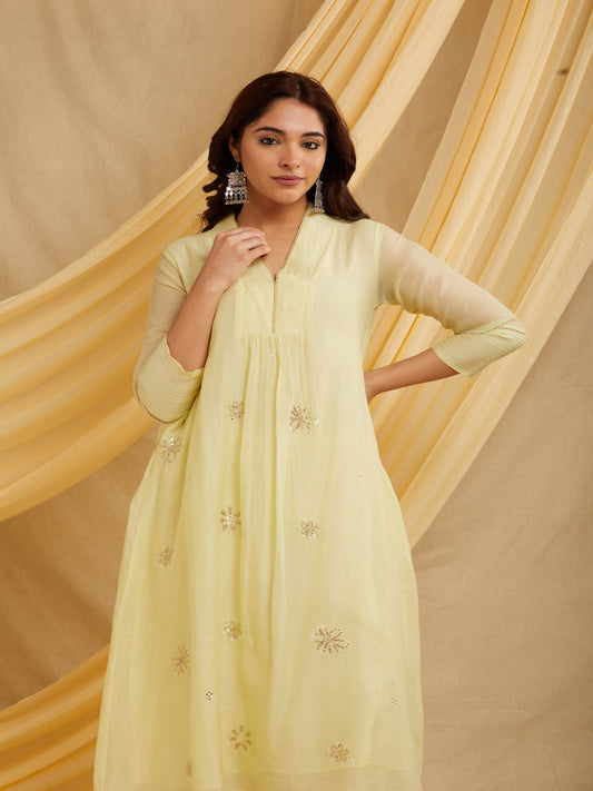Sitara Kurta Set - Light Yellow