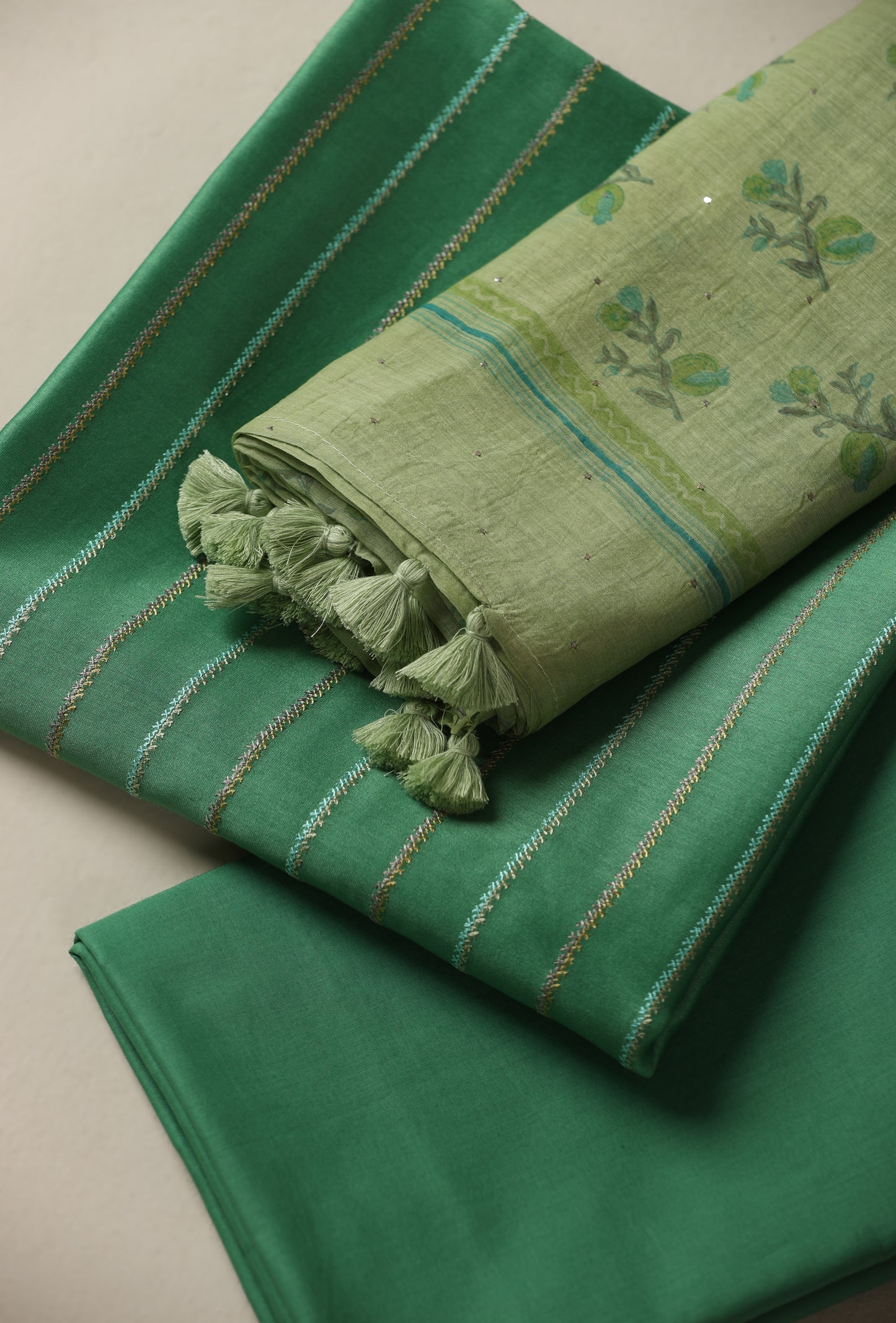 Pure Chanderi Green Suit Piece