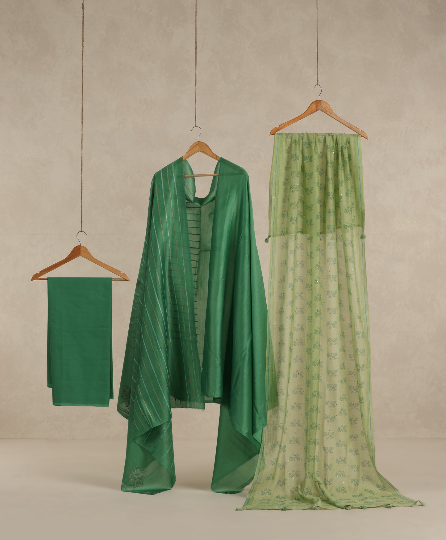 Pure Chanderi Green Suit Piece