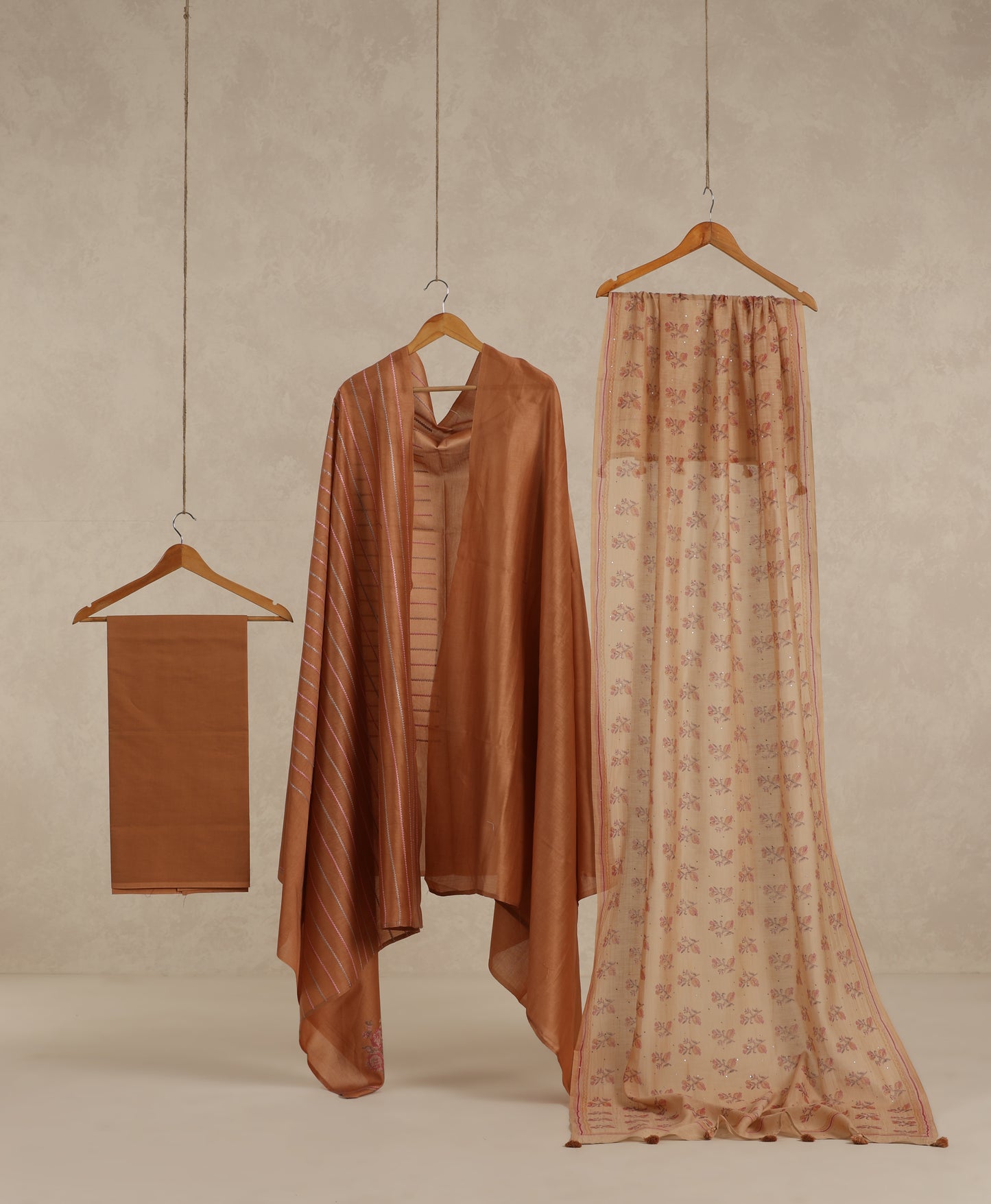 Pure Chanderi Brown Suit Piece