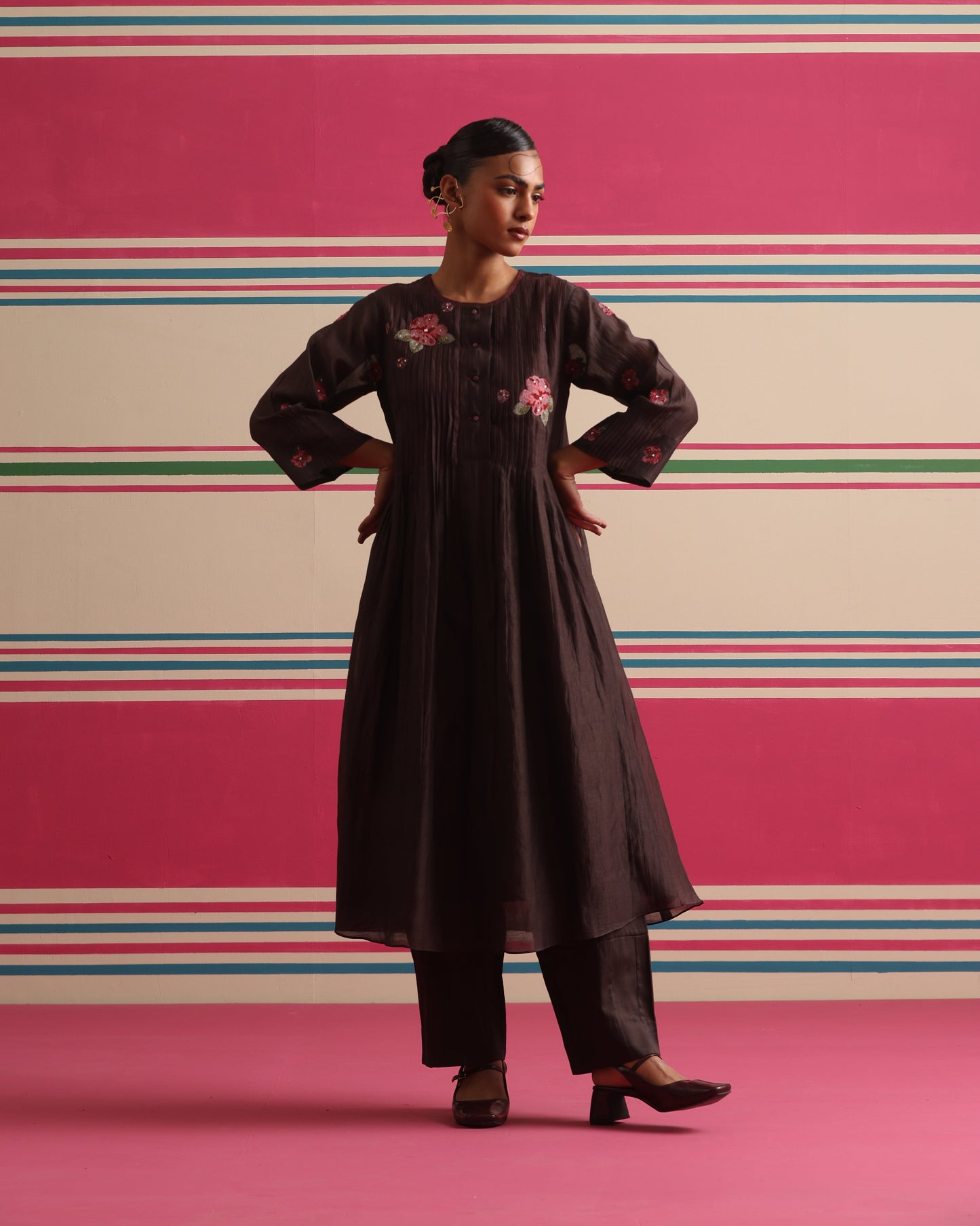 Silent Dawn Kurta Pant Set - Brown