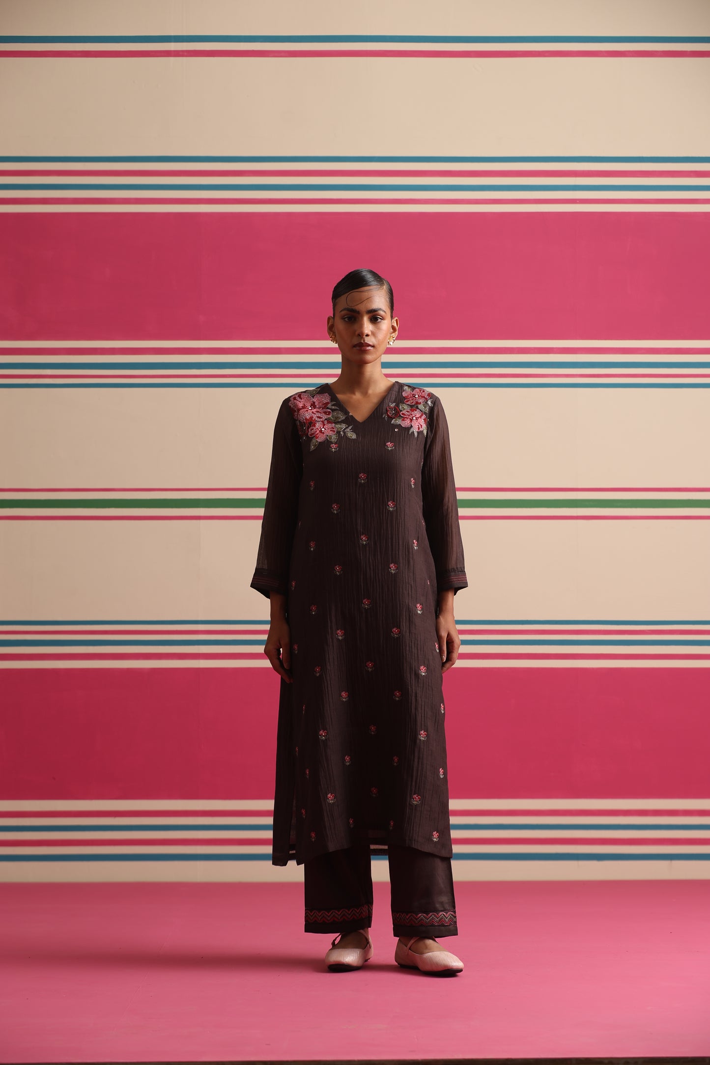 Honey Veil Suit Set - Brown