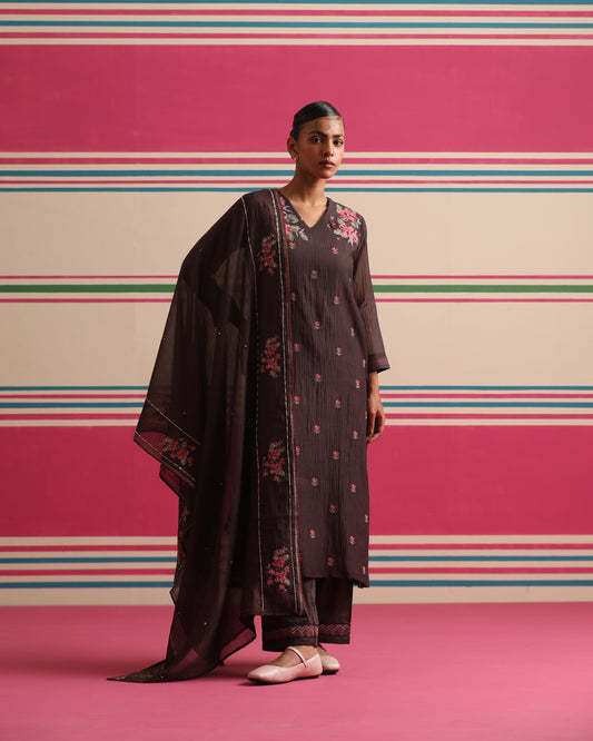 Honey Veil Suit Set - Brown