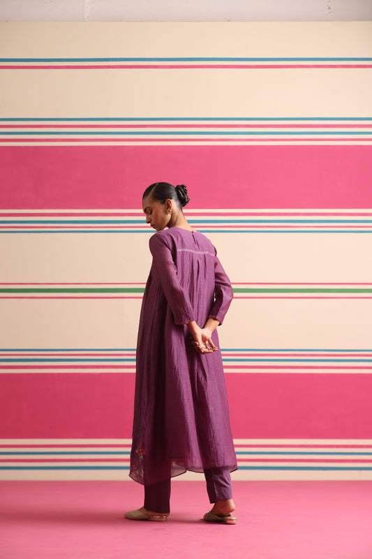 Moon Petal Kurta Pant Set - Purple