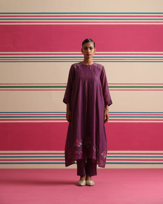 Moon Petal Kurta Pant Set - Purple