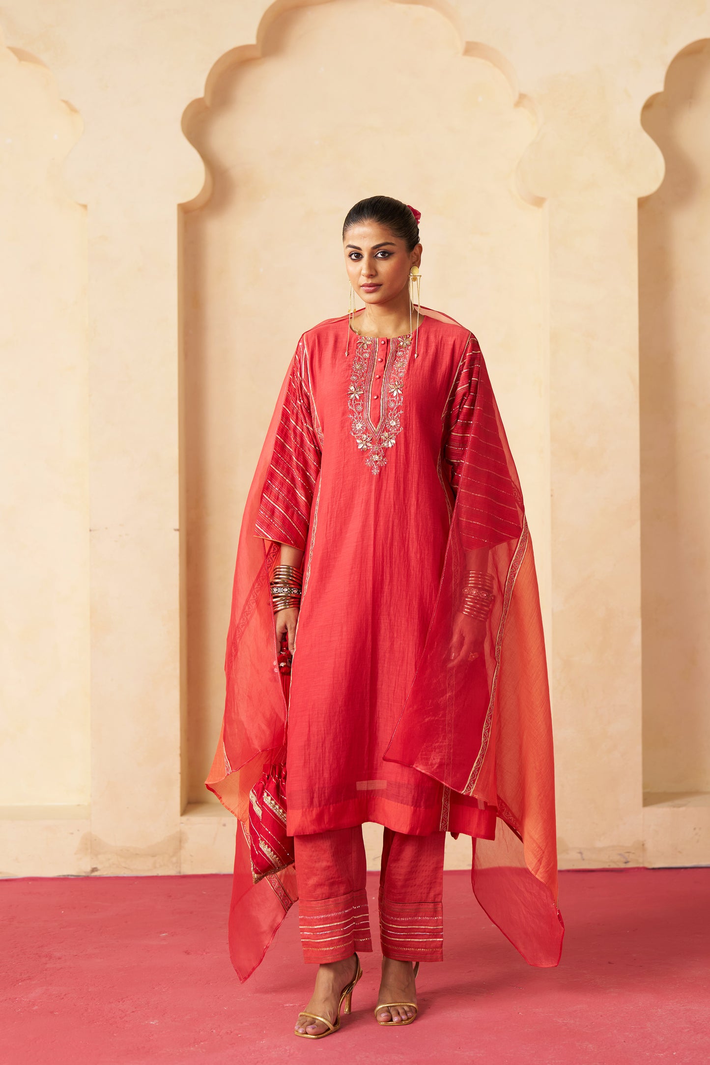 Anar Gota Suit Set- Red