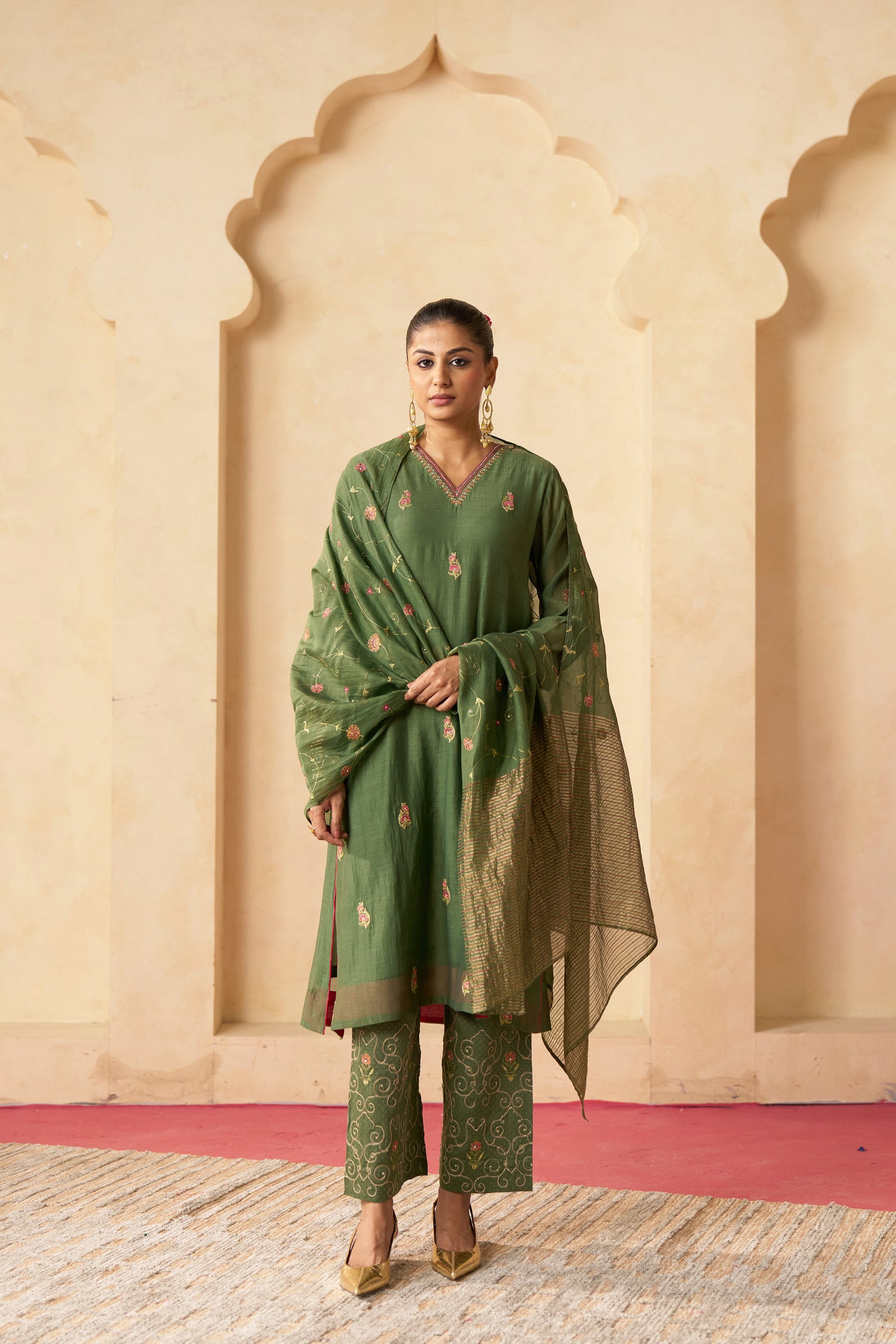 Panna Gota Suit Set- Green